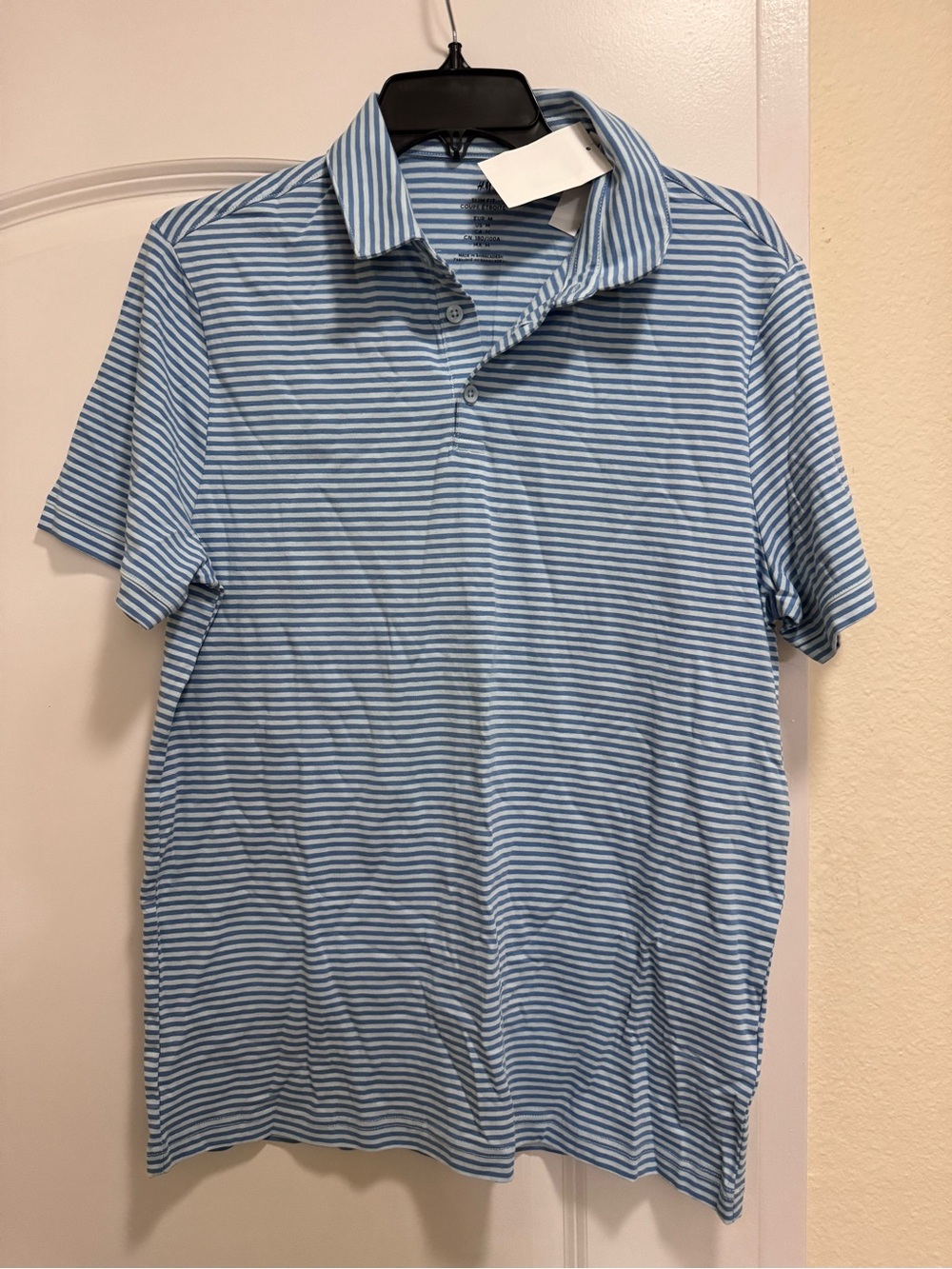 H&M Blue and White Striped Polo Shirt
